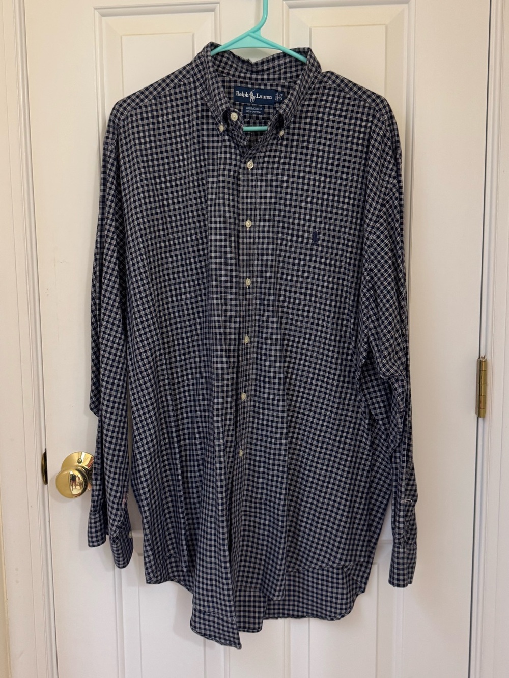 Ralph Lauren Blue and White Gingham Button-Down Shirt